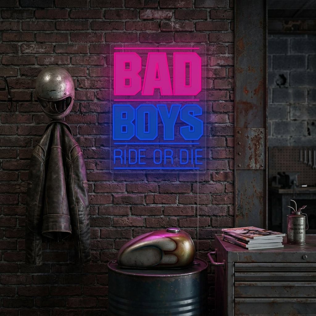 "Bad Boys Ride Or Die" Enseigne néon