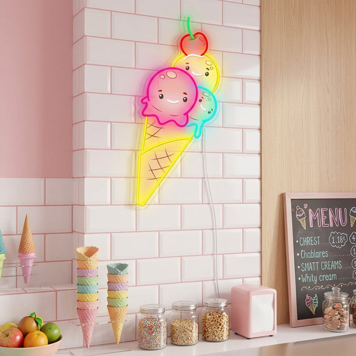"Crème glacée mignonne" Enseigne néon
