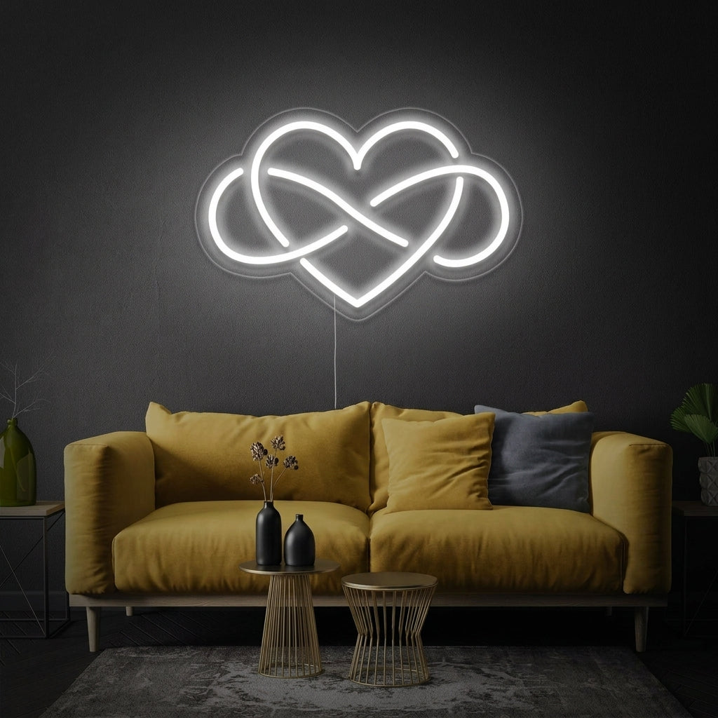 "Infini, Cœur" Enseigne Lumineuse en Néon