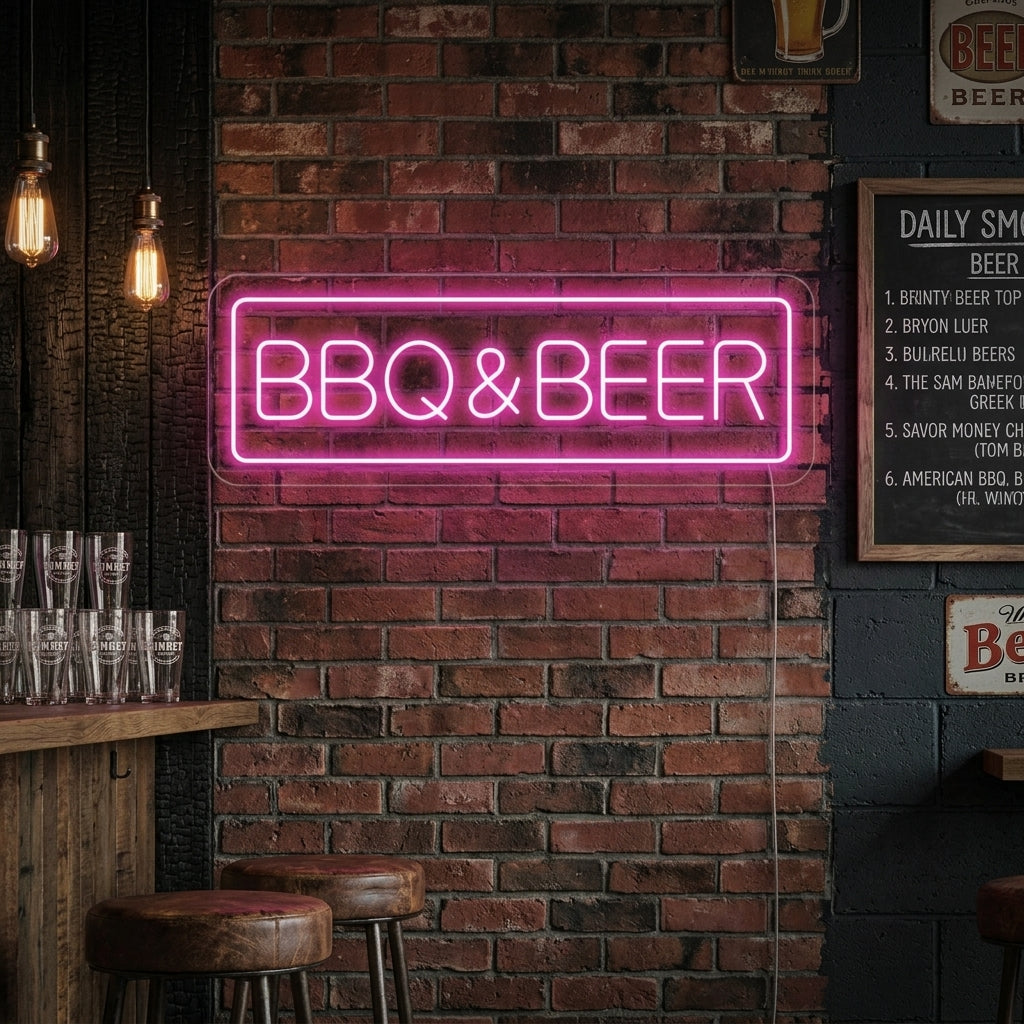"BBQ Beer" Enseigne Lumineuse en Néon