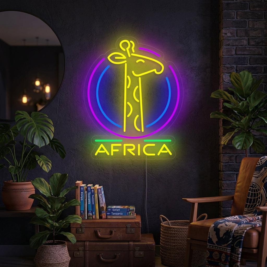 "Girafe D'Afrique" Enseigne Lumineuse en Néon