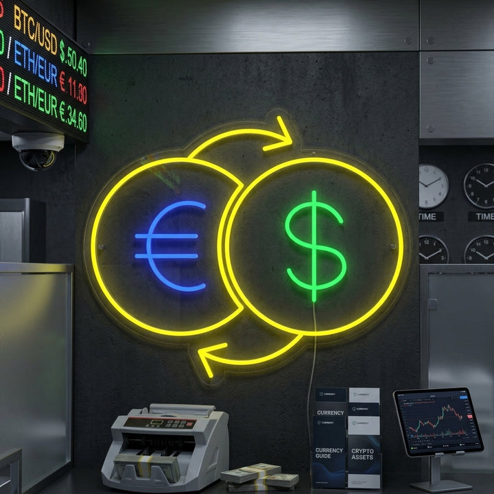 "Échange D'Argent" Enseigne Lumineuse en Néon