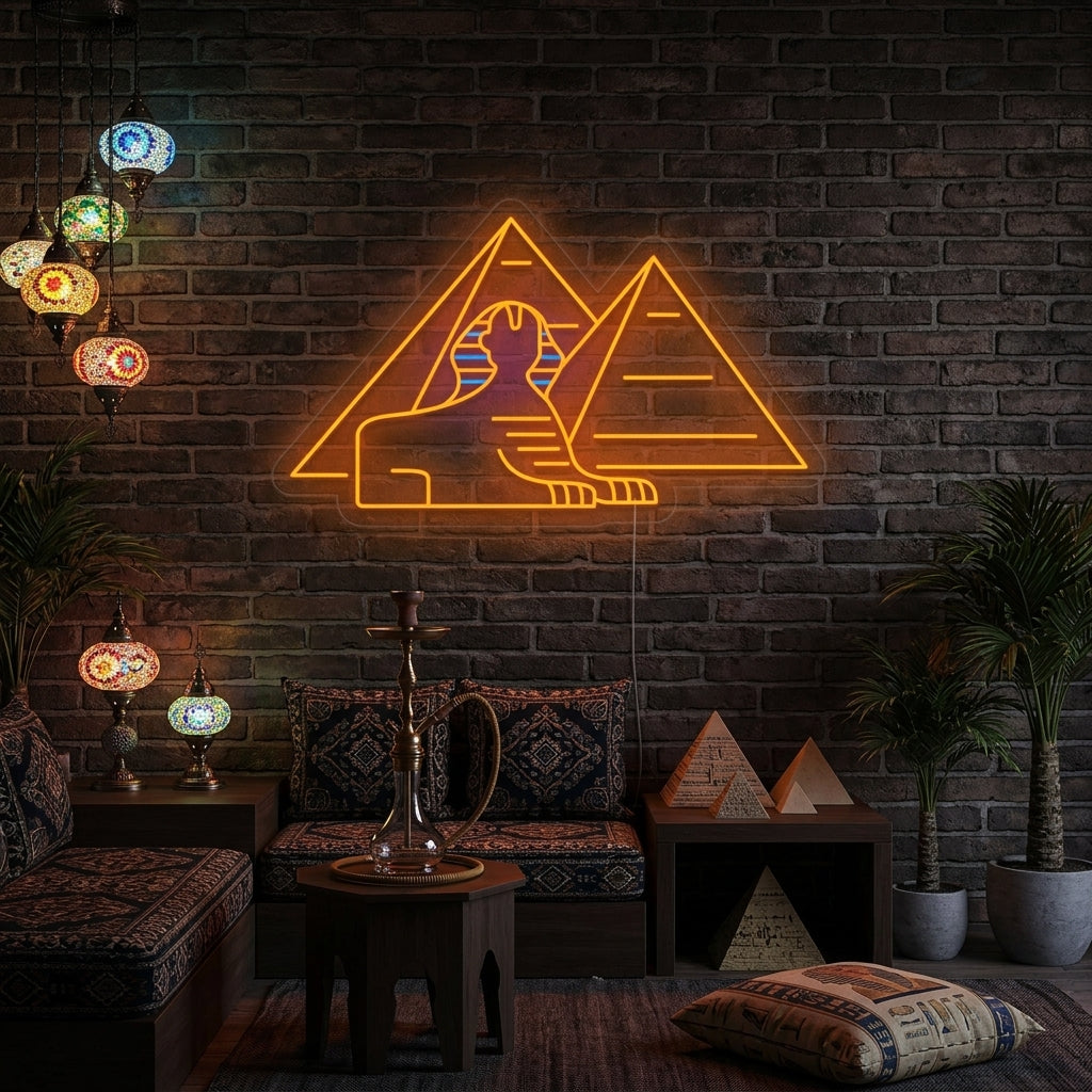 "Sphinx Pyramides Égyptiennes" Enseigne Lumineuse en Néon