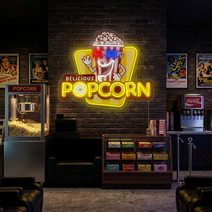 "Delicious Popcorn" Enseigne néon