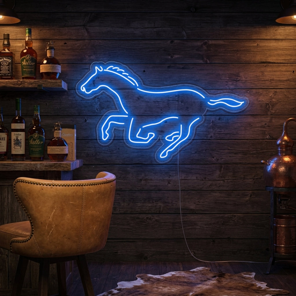 "Cheval, Cheval En Train De Courir" Enseigne Lumineuse en Néon