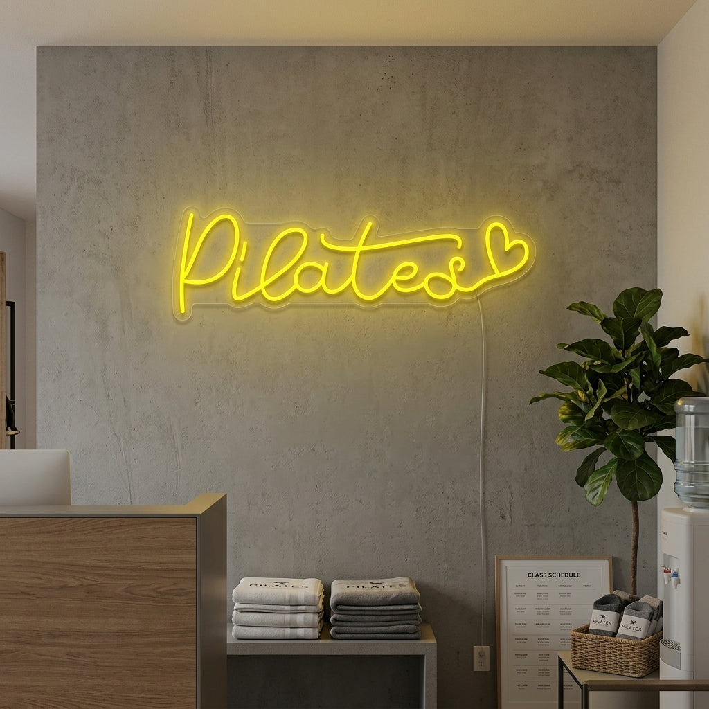 "Pilates Cœur" Enseigne Lumineuse en Néon