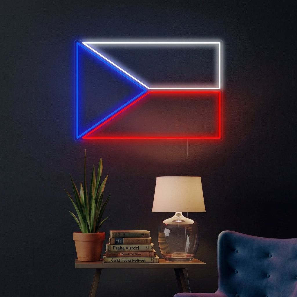 "Drapeau De La Tchéquie" Enseigne Lumineuse en Néon