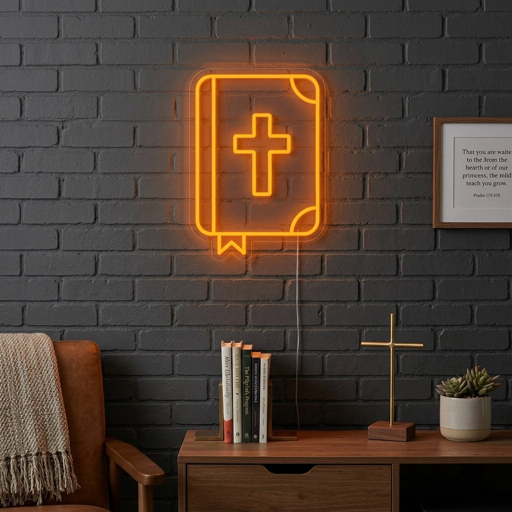 "Bible Chrétienne" Enseigne Lumineuse en Néon