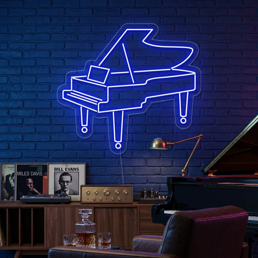 "Piano À Queue" Enseigne Lumineuse en Néon