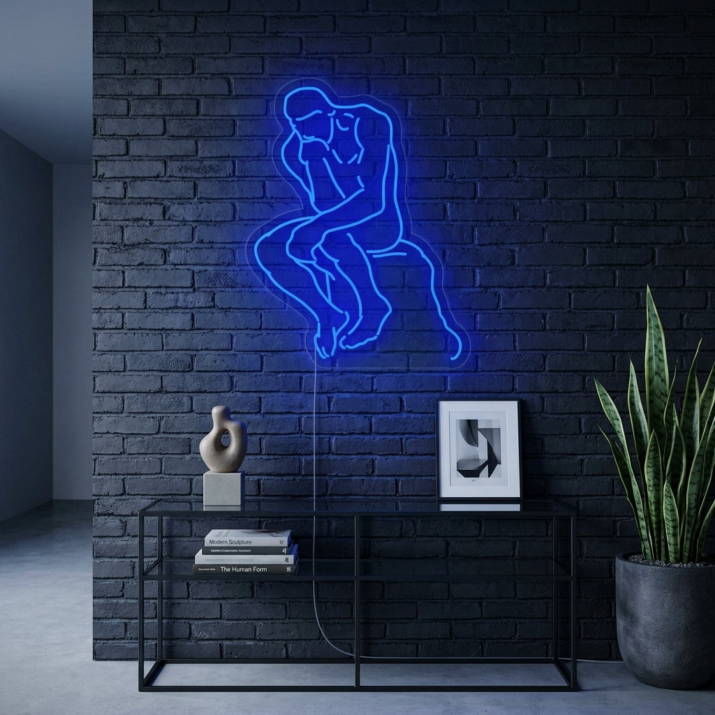 "Le Penseur Auguste Rodin" Enseigne Lumineuse en Néon