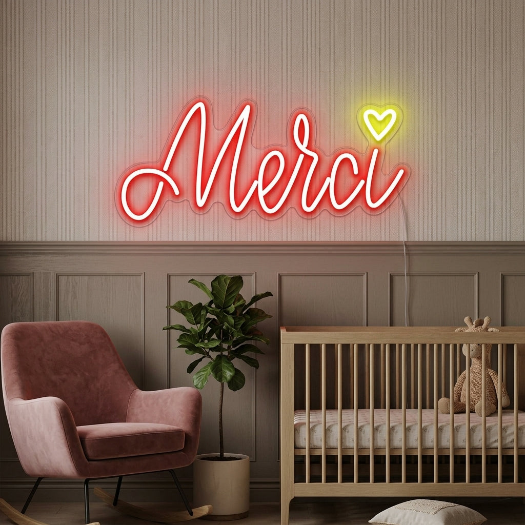 "Merci" Enseigne Lumineuse en Néon