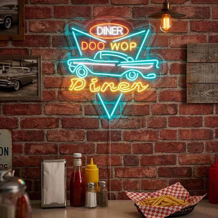 "Car Diner Drive Through" Enseigne Lumineuse en Néon