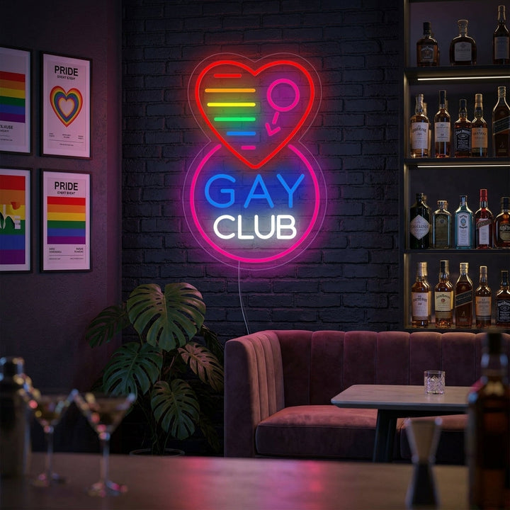 "Drapeau Arc-En-Ciel Fierté Lgbt Unique, Gay Club" Enseigne Lumineuse en Néon