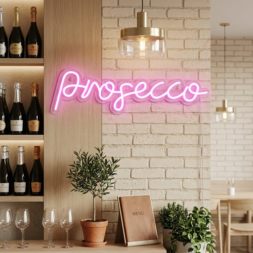 "Prosecco Bar À Bière" Enseigne Lumineuse en Néon