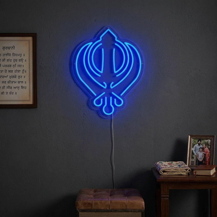 "Symbole Khanda Du Sikhisme" Enseigne Lumineuse en Néon