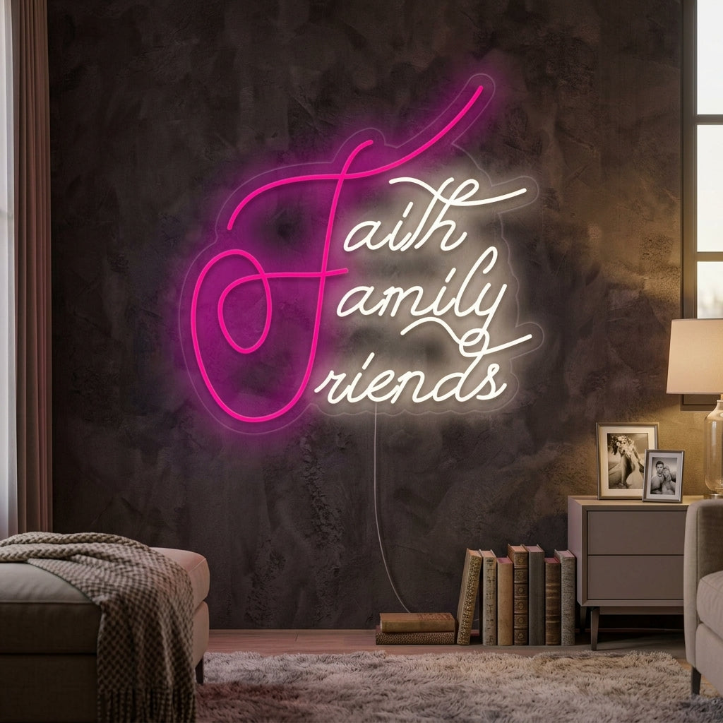 "Faith Family Friends" Enseigne Lumineuse en Néon