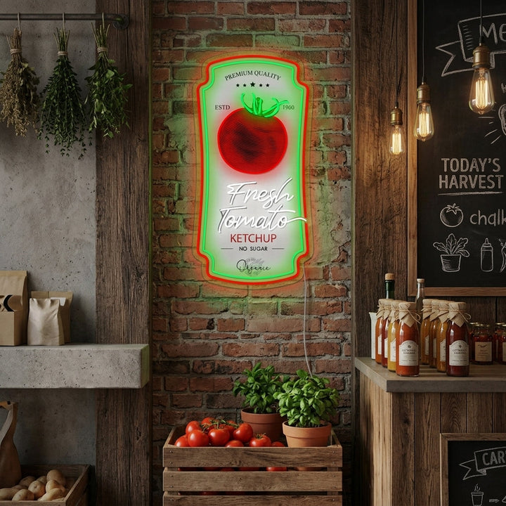 "Badge Sauce Tomato Ketchup" Enseigne néon
