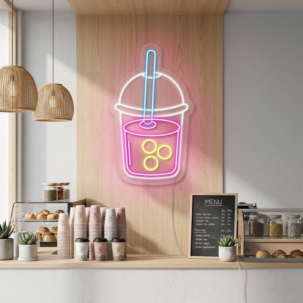 "Boba Tea Cup" Enseigne Lumineuse en Néon