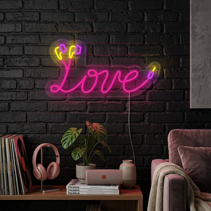 "love, Câble d'écouteurs" Lumineuse en Néon