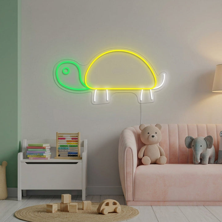 "Tortue, Décoration De Chambre D'Enfant" Enseigne Lumineuse en Néon