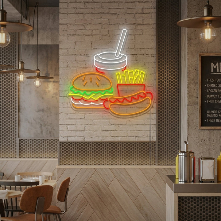 "Hotdog et frites" Enseigne néon