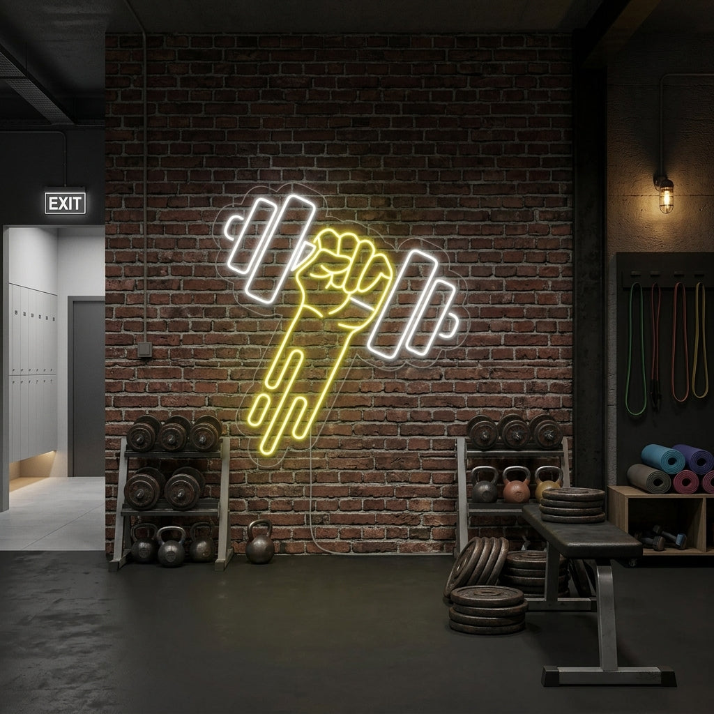 "Haltère De Salle De Sport" Enseigne Lumineuse en Néon