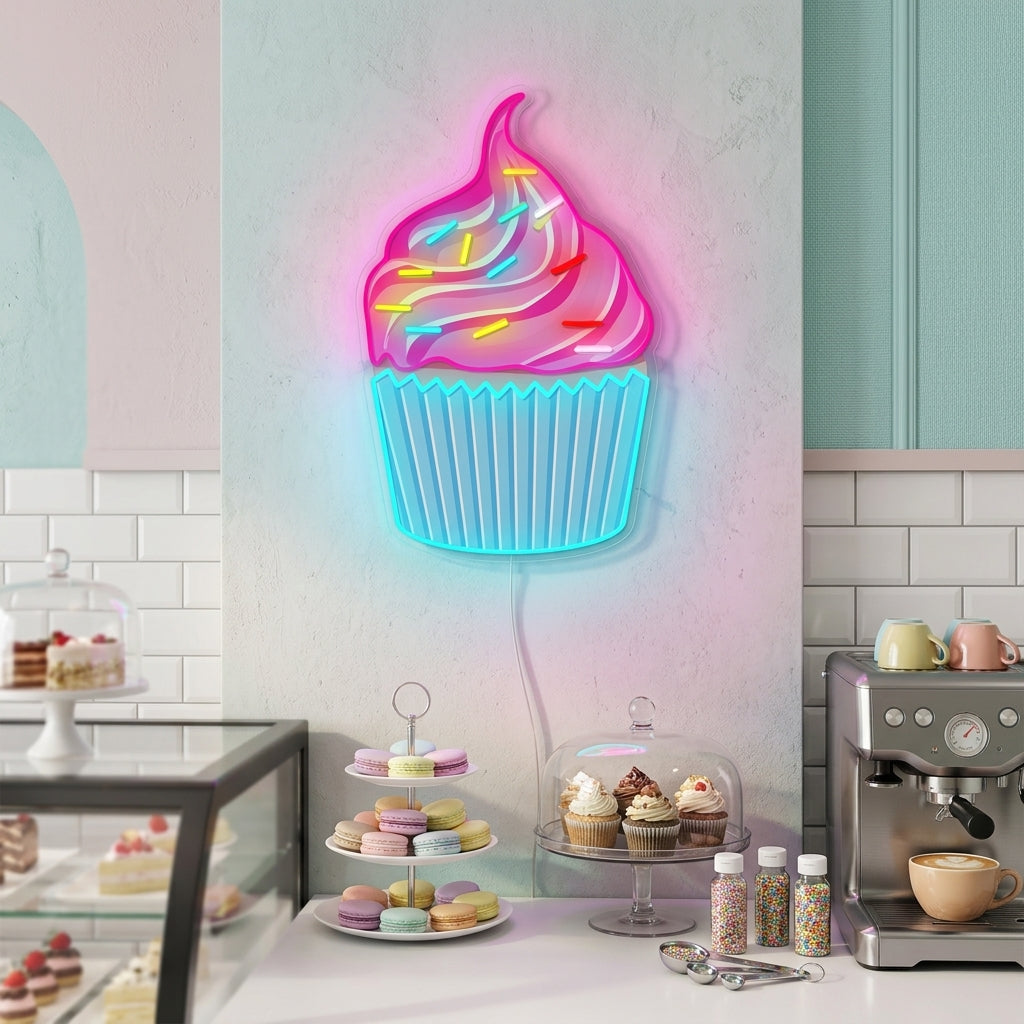 "Cupcake avec saupoudrage coloré" Enseigne néon