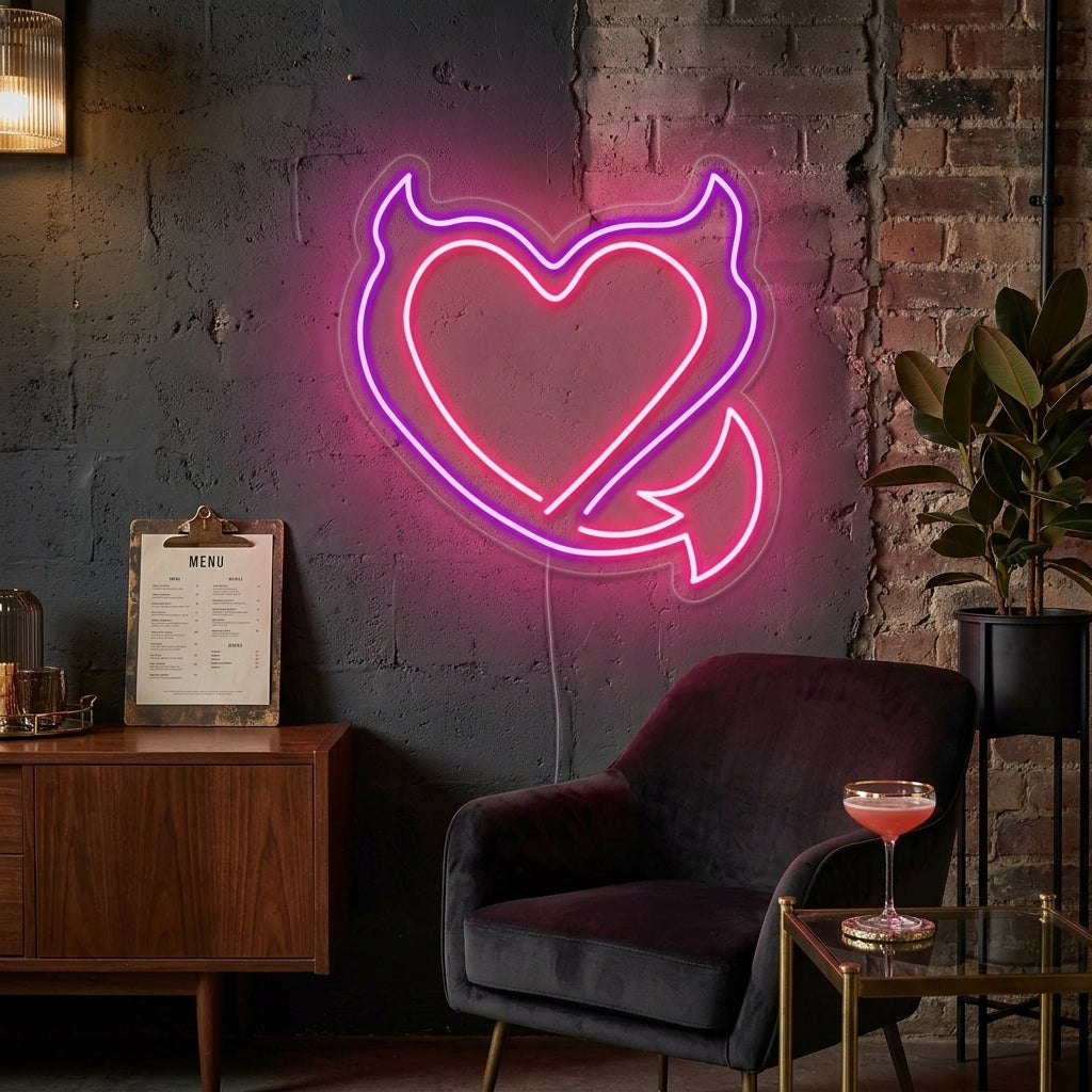 "Cœur De Diable" Enseigne Lumineuse en Néon
