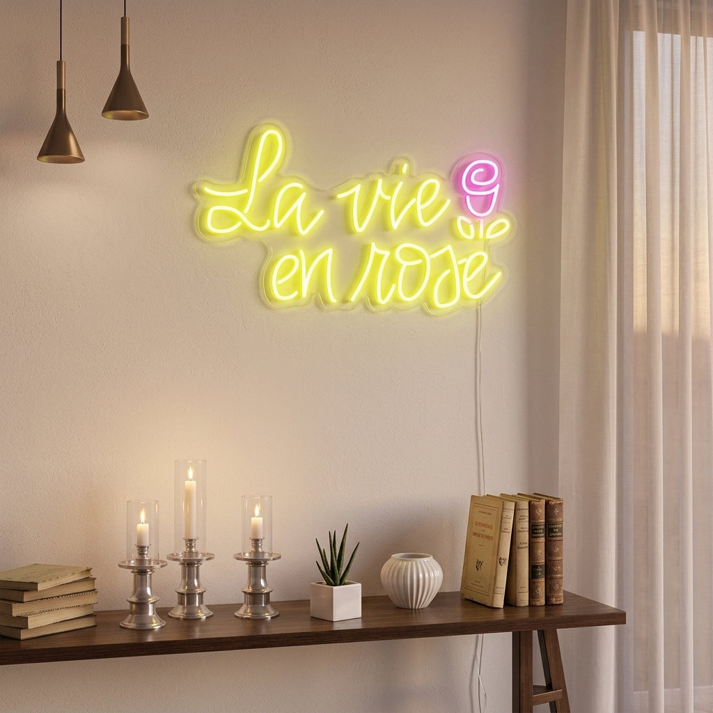 "La Vie En Rose" Enseigne Lumineuse en Néon