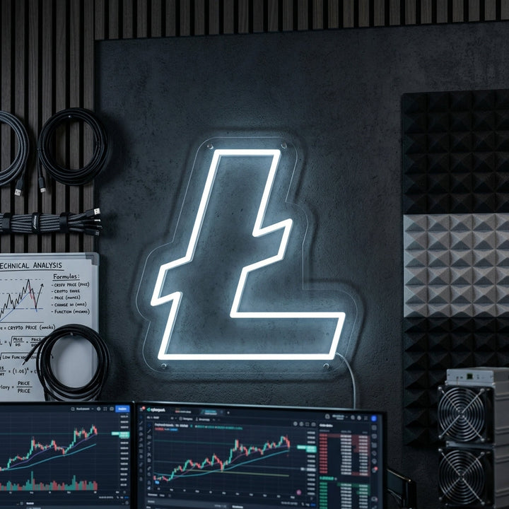 "Cryptomonnaie Litecoin (LTC)" Enseigne Lumineuse en Néon