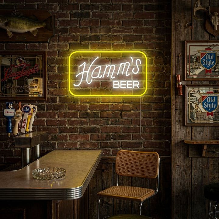 "Bar À Bière Hamms" Enseigne Lumineuse en Néon