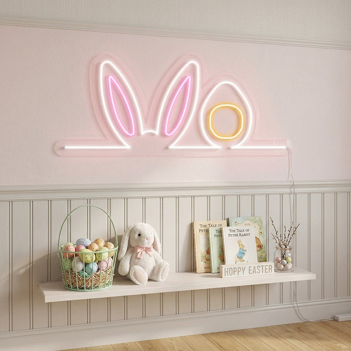 "Oreilles De Lapin De Pâques" Enseigne Lumineuse en Néon