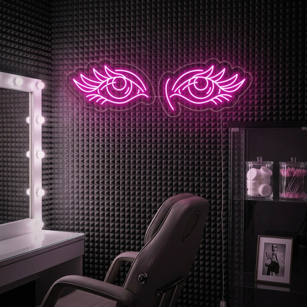 "Yeux Cils" Enseigne Lumineuse en Néon