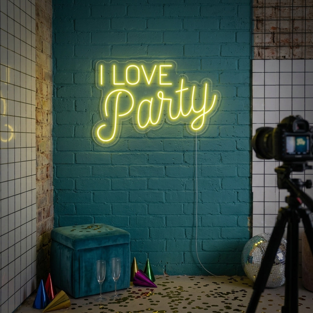 "I Love Party" Lumineuse en Néon