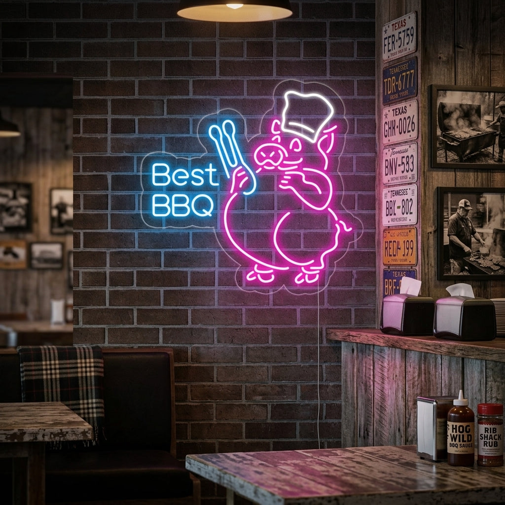 "Best BBQ" Enseigne Lumineuse en Néon