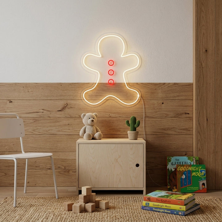 "Bonhomme En Pain D'Épice, Décoration De Chambre D'Enfant" Enseigne Lumineuse en Néon