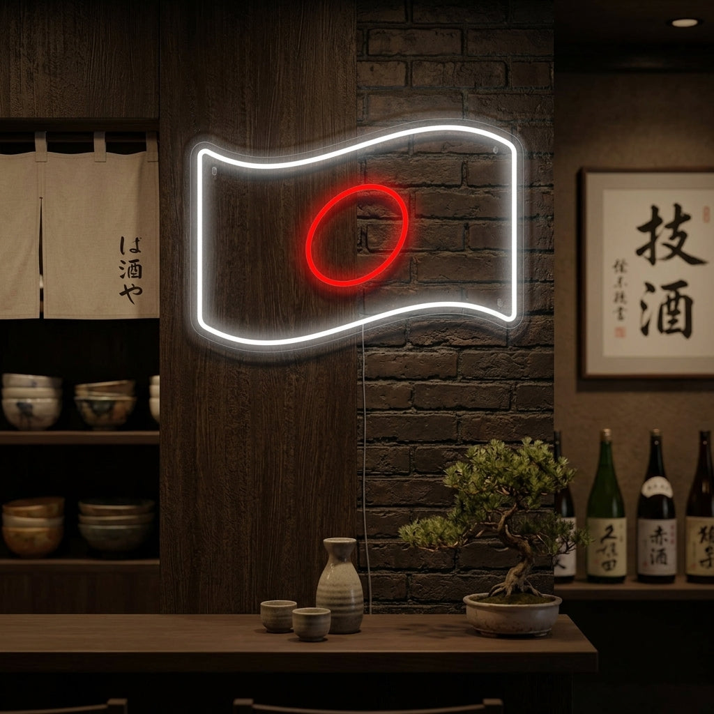 "Drapeau Du Japon" Enseigne Lumineuse en Néon
