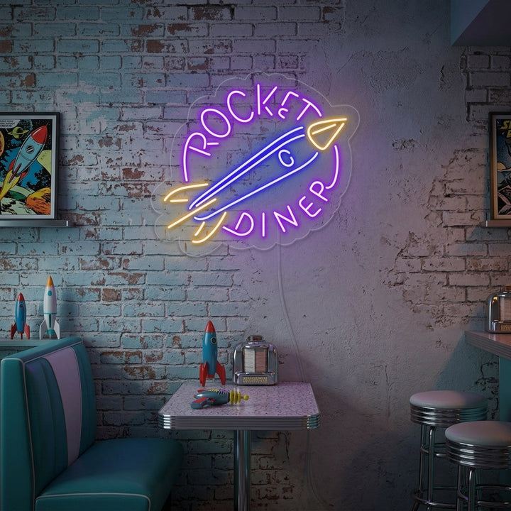 "Rocket Diner" Enseigne Lumineuse en Néon