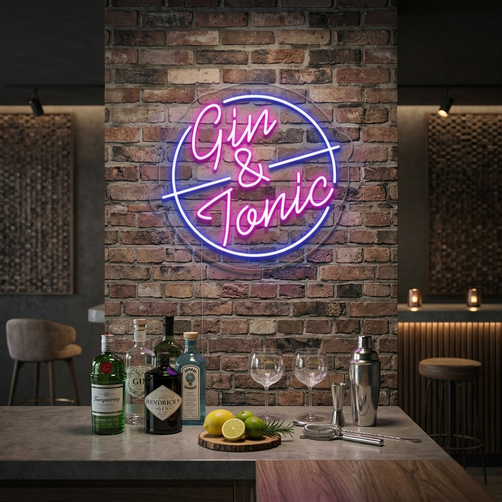 "Gin Tonic Bar" Enseigne Lumineuse en Néon