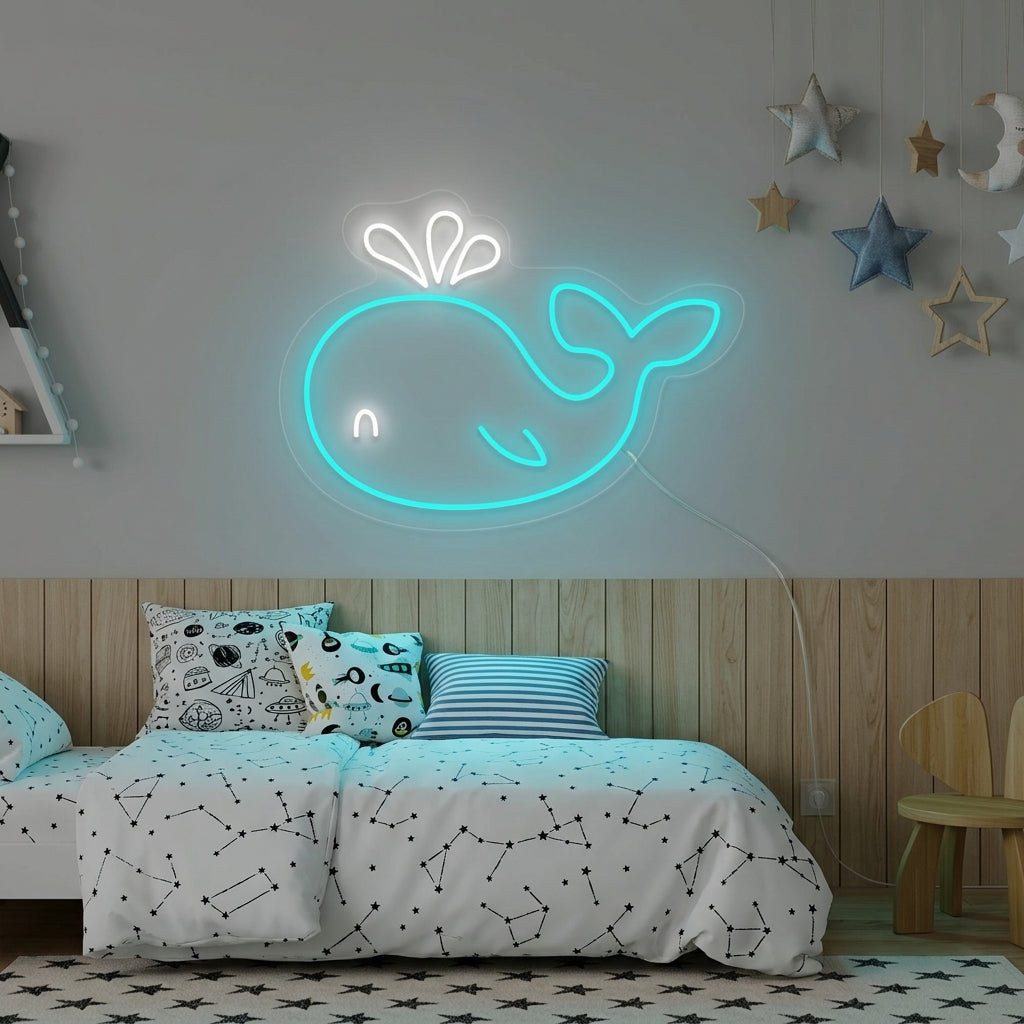 "Dauphin, Décoration De Chambre D'Enfant" Enseigne Lumineuse en Néon