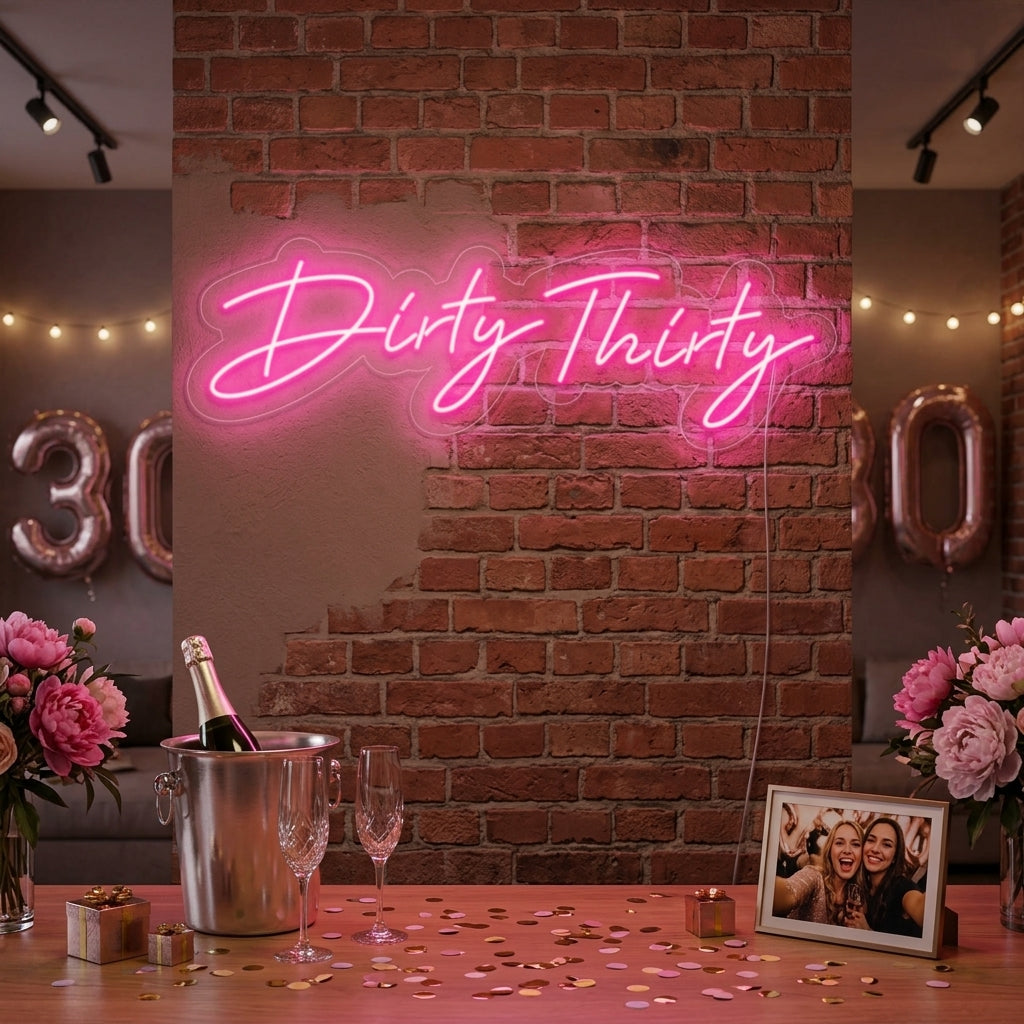 "Dirty Thirty" Enseigne Lumineuse en Néon