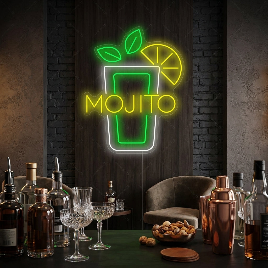 "Verre à vin Mojito" Enseigne néon