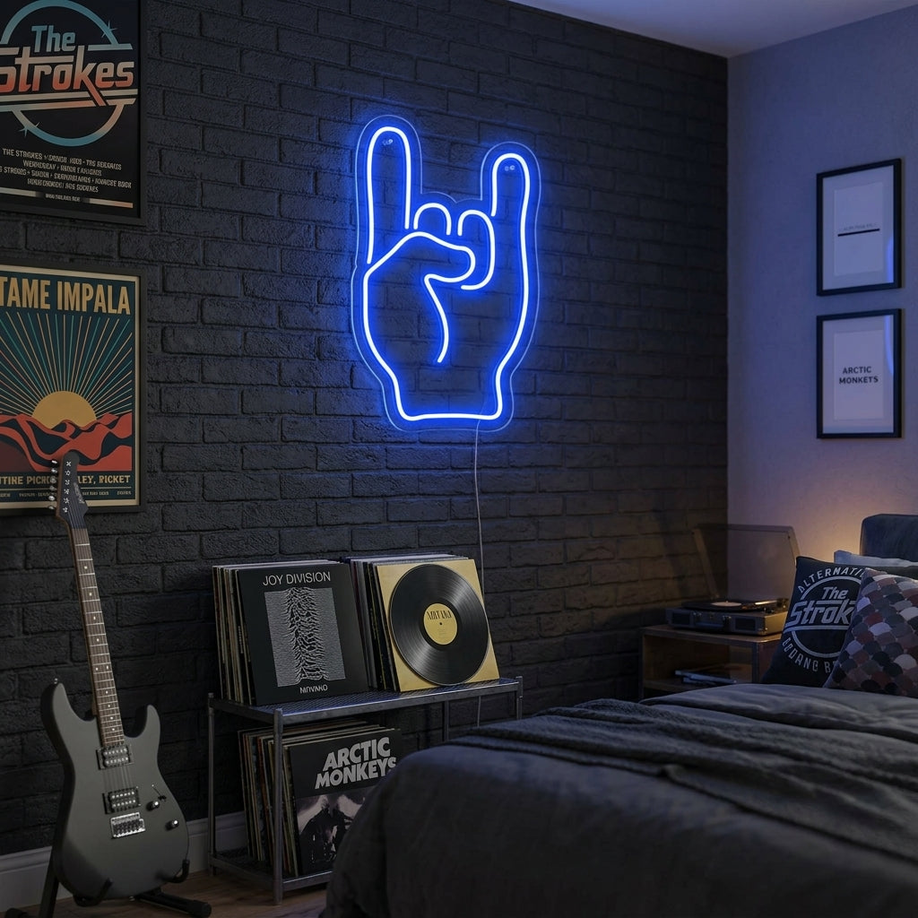 "Rock Hand" Enseigne Lumineuse en Néon