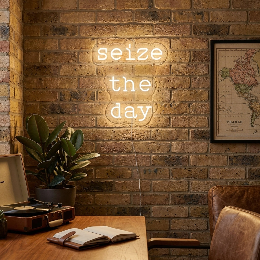 "Seize The Day" Enseigne Lumineuse en Néon