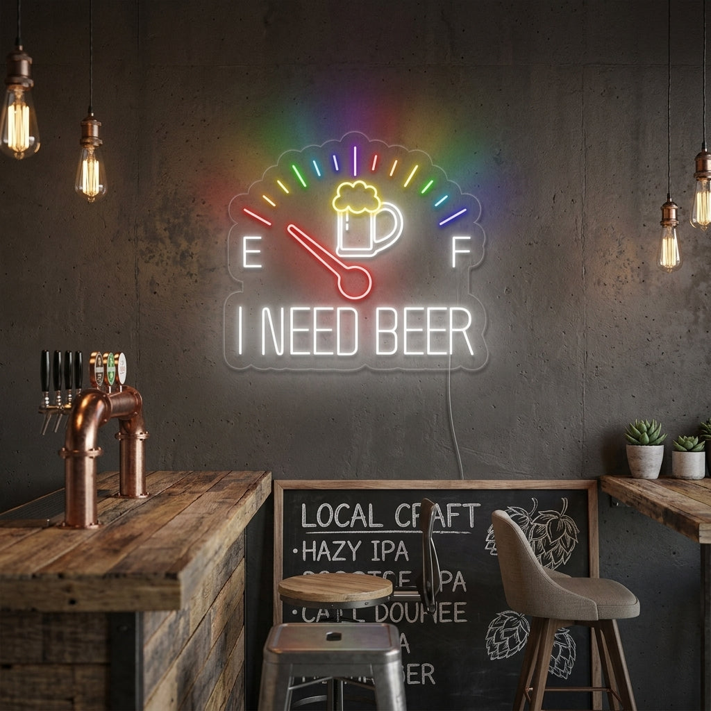"I Need Beer Horloge" Enseigne Lumineuse en Néon
