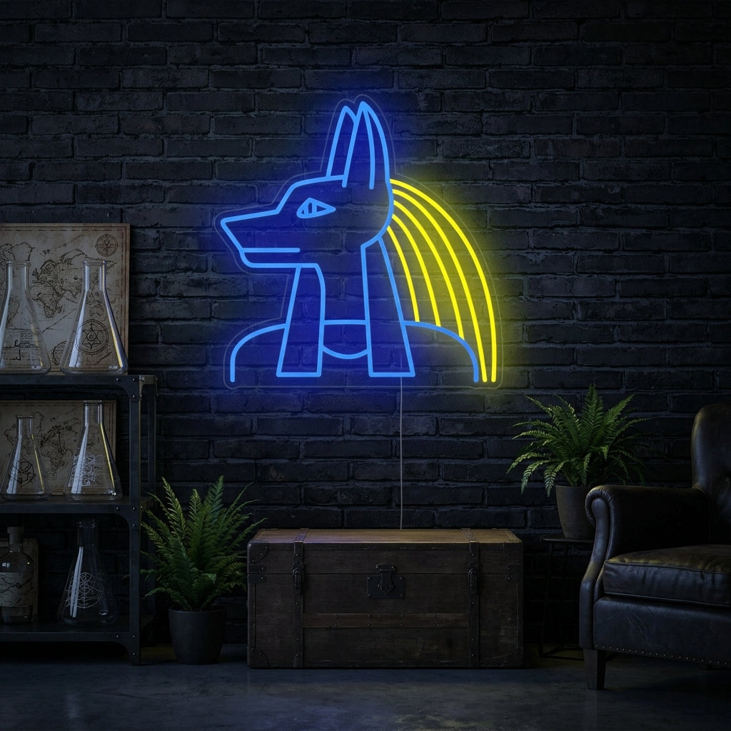 "Dieu Anubis Egypte" Enseigne Lumineuse en Néon