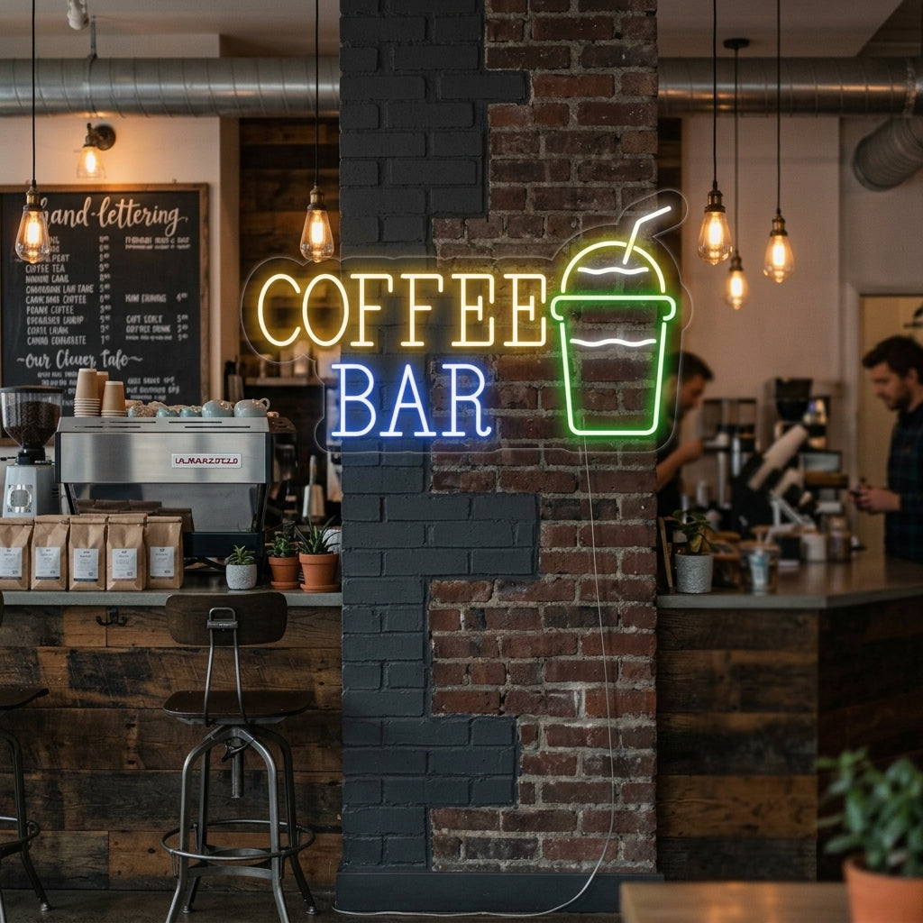 "Tasse à café, Coffee Bar" Lumineuse en Néon
