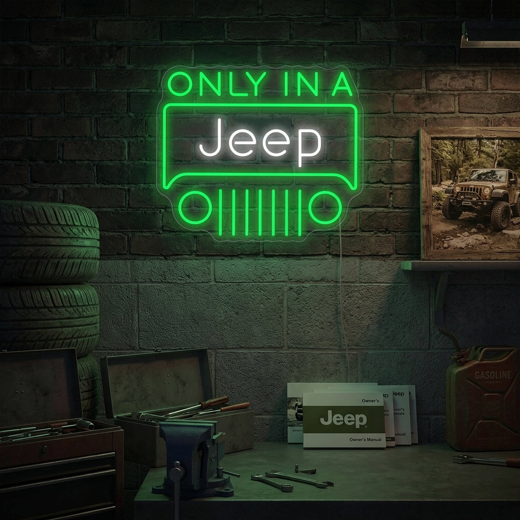 "Only In A Jeep" Enseigne Lumineuse en Néon