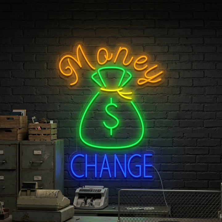 "Échange D'Argent" Enseigne Lumineuse en Néon