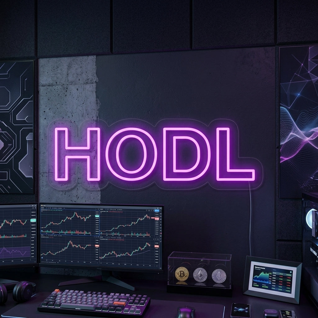 "Cryptomonnaie Hodl" Enseigne Lumineuse en Néon
